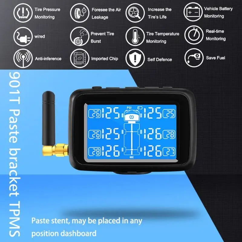 CAREUD U901T грузовик TPMS датчик давления в шинах системы w/6 внешних датчиков