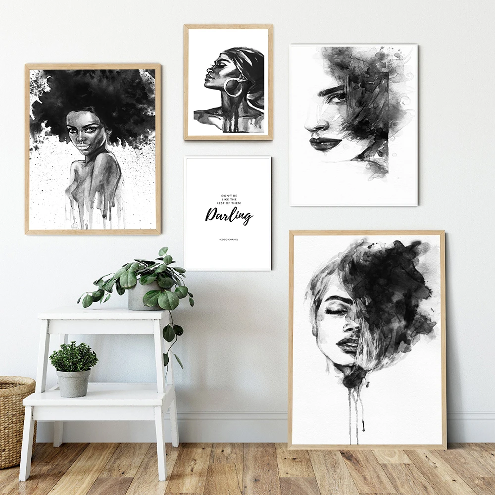 Fashion-Wall-Art-Black-White-Watercolor-Woman-Print-Sexy-Female-Poster-Canvas-Art-Beauty-Wall-Picture (2)