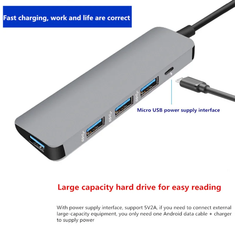 4 интерфейса USB3.0 концентратор C type-C высокоскоростной адаптер передачи для мобильного телефона MacBook samsung S8 S9 huawei P20 Pro