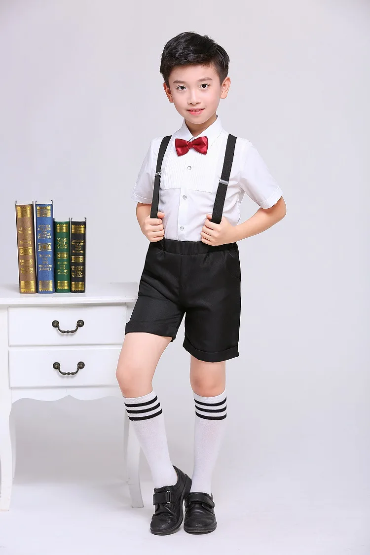 New Style CHILDREN'S DAY CHILDREN'S Costume Chorus Clothing BOY'S Girls Young STUDENT'S Short Sleeve Suspender Pants Performance