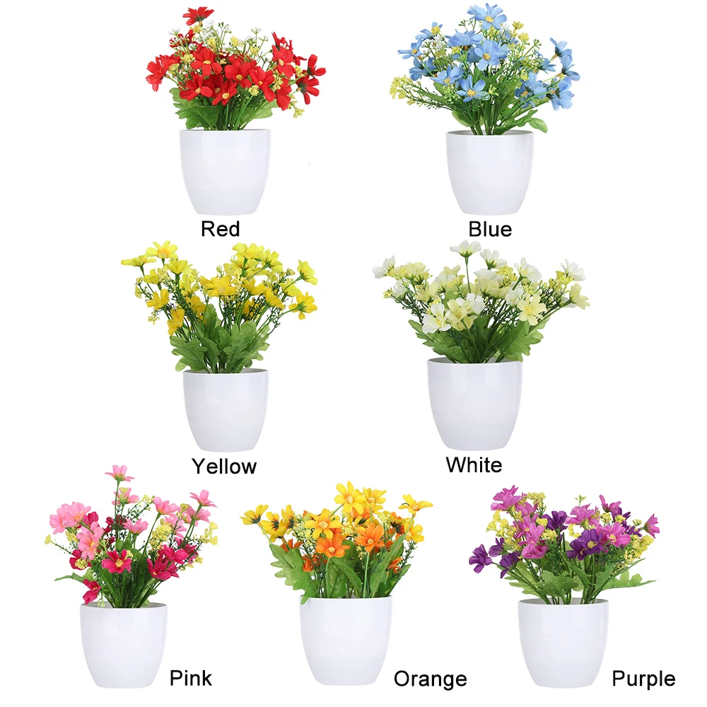 1 Set Gift Craft Handmade Chrysanthemum Topiary Pine Tree Lifelike Plants Simulation Potted Home Decoration Artificial Bonsai
