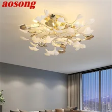 

AOSONG Nordic Ceiling Lamps Creative Ginkgo Biloba Fixtures LED Lighting Decorative for Home Corridor
