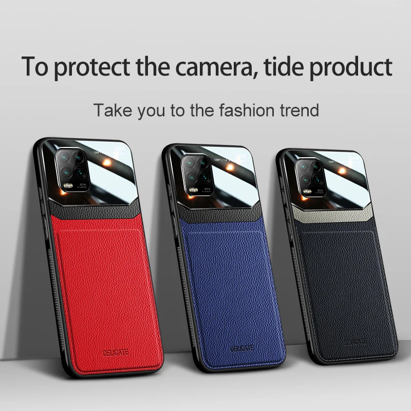 Ударопрочный чехол KEYSION для Xiaomi Mi 10 Lite Youth Pro задняя крышка из кожи и стекла