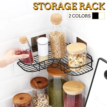 

Punch-Free Bathroom Storage Corner Rack Wall Mounted Bath Room Space Saver Shower Caddy Shelf Kitchen Storage Organizer Basket