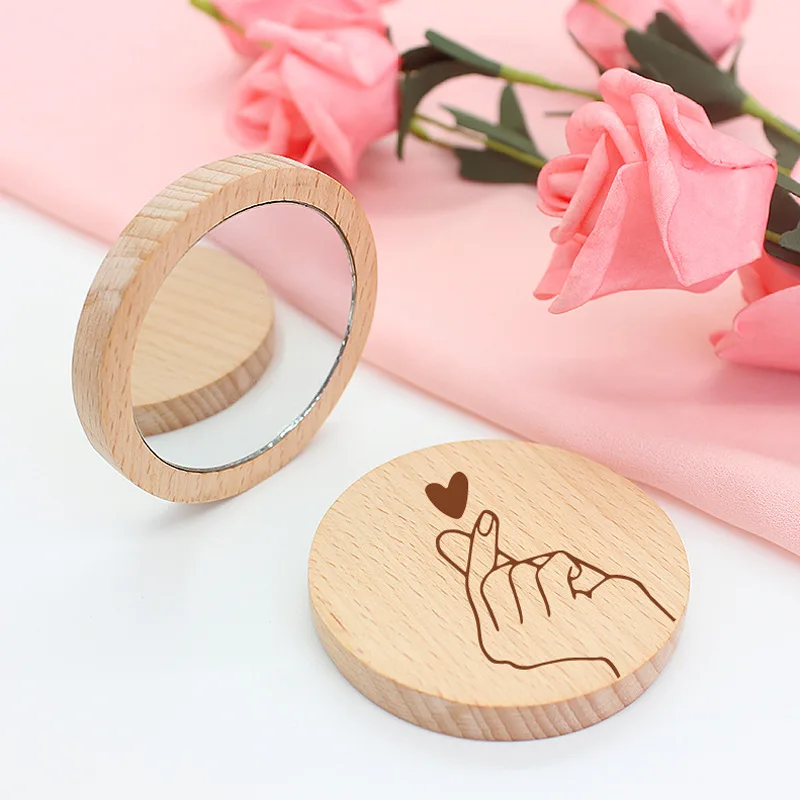 

Personalized Wedding Gift Souvenir Wooden Back Pocket Makeup Mirror Custom Bridal Baby Shower Engagement Party Favor For Guests