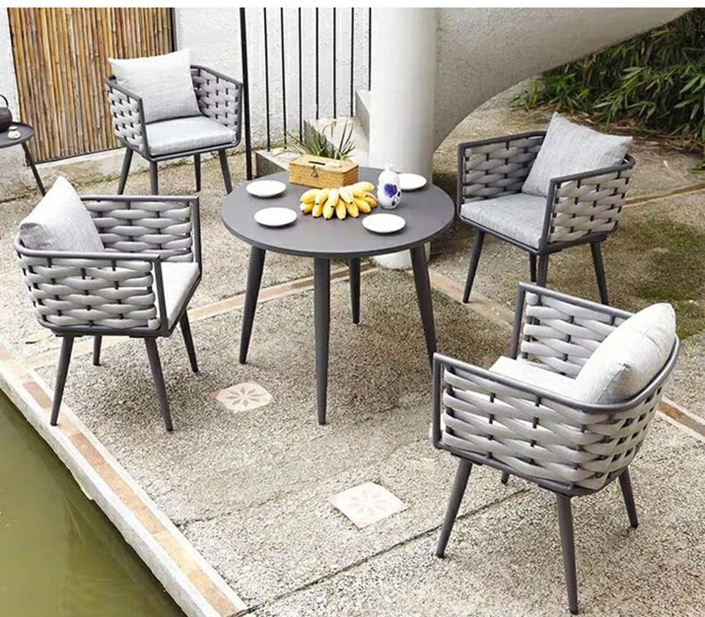 Description Picture 5 of itemThree Or Five-Piece Rattan Soft Sofa Aluminum Outdoor Sessions Furniture Nordic Leisure Courtyard Villa Balcony Table And Chairs