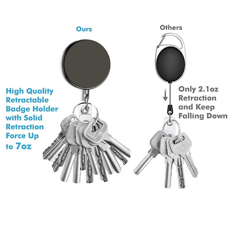 4 Pieces Professional Heavy Duty Retractable Badge Holder Badge Reels ID Holder with Keychain Ring Clip for ID Card Carabiner Ke