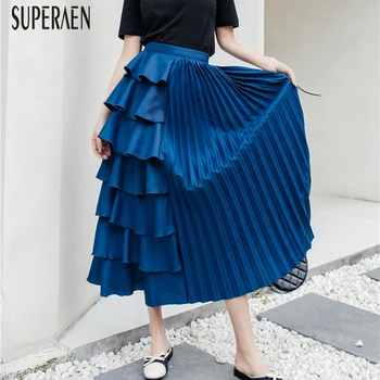 

SuperAen Fashion Skirt Women Spring and Autumn 2020 New Wild Casual Ladies Skirts Korean-style High-waisted Pleated Skirts