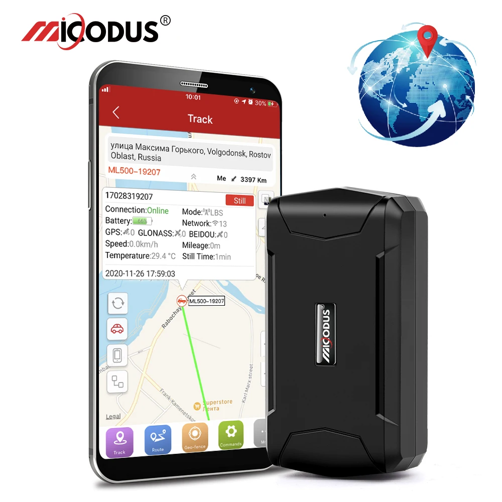 MiCODUS gps трекер автомобиля ML500 Магнитный 5000 мАч Время работы 7 дней Температурный