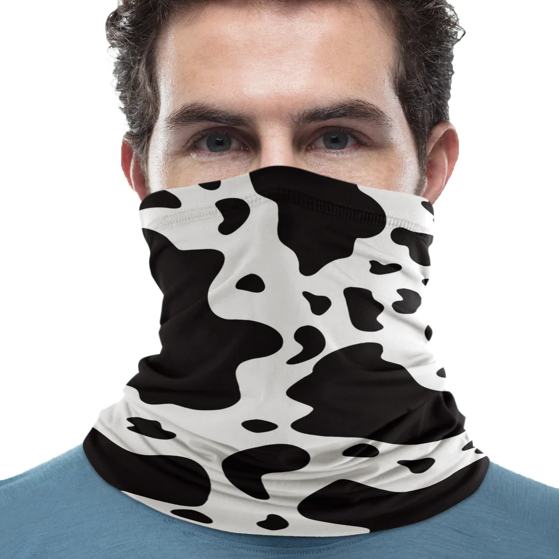 Black White Graffiti Cow Spot Spring Mens Ladies Rectangular Scarf Winter Custom Neck Gaiter Magic | Аксессуары для одежды