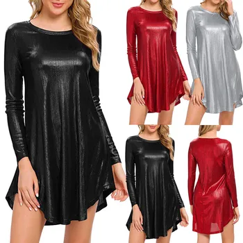 

Dress Women Mini Dress платье Fashion Autumn Winter Sexy Solid Long Sleeve Loose Mini Party Dress Wholesale Free Ship Z4