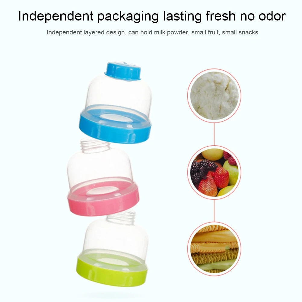 3 Layer Baby Milk Powder Formula Dispenser Non-Spill Food Storage Container used as snack cups and baby foods container gifts