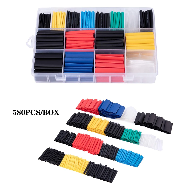 

580PCS 11Color 2:1 Shrinkage Ratio Shrink Tube environmental protection flame retardant heat shrinkable tube set box