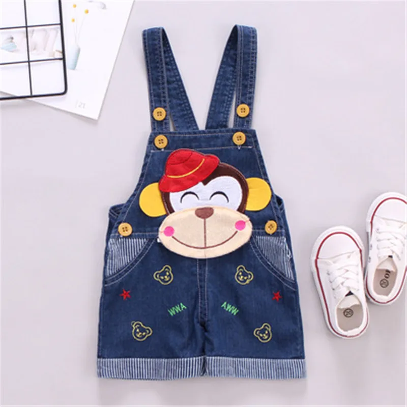 

Summer baby Girl Jumpsuit Cute Sweet Fashion Washed Jeans Denim Romper boy Jumpsuits Straps Short Pants Toddler Cowboy Blue