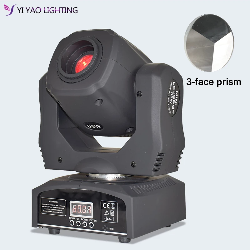 Lyre Led 60W 3 Prism Moving Head Light Mini Spot Dj Lights Of High Quality With 7 Gobos Dmx-512 For Stage Party Lighting