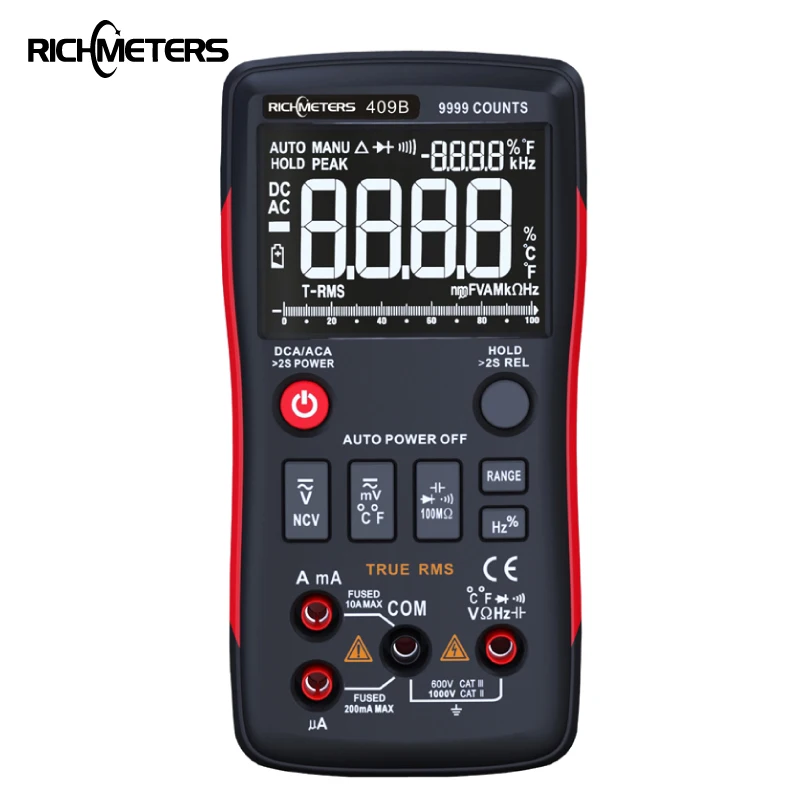 Digital Multimeter RM409B Button 9999 Counts With Analog Bar Graph AC/DC Voltage Ammeter Current Ohm Auto/Manual