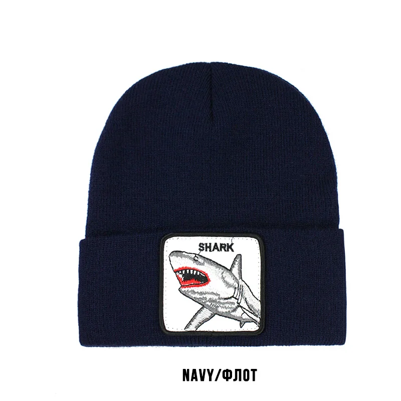 [FLB] Новая Вязаная шапочка животное женское теплое зимнее Вязание шапки для мужчин кепки в стиле хип-хоп Лыжная Шапочка дамская шляпа без полей - Цвет: F386 Navy