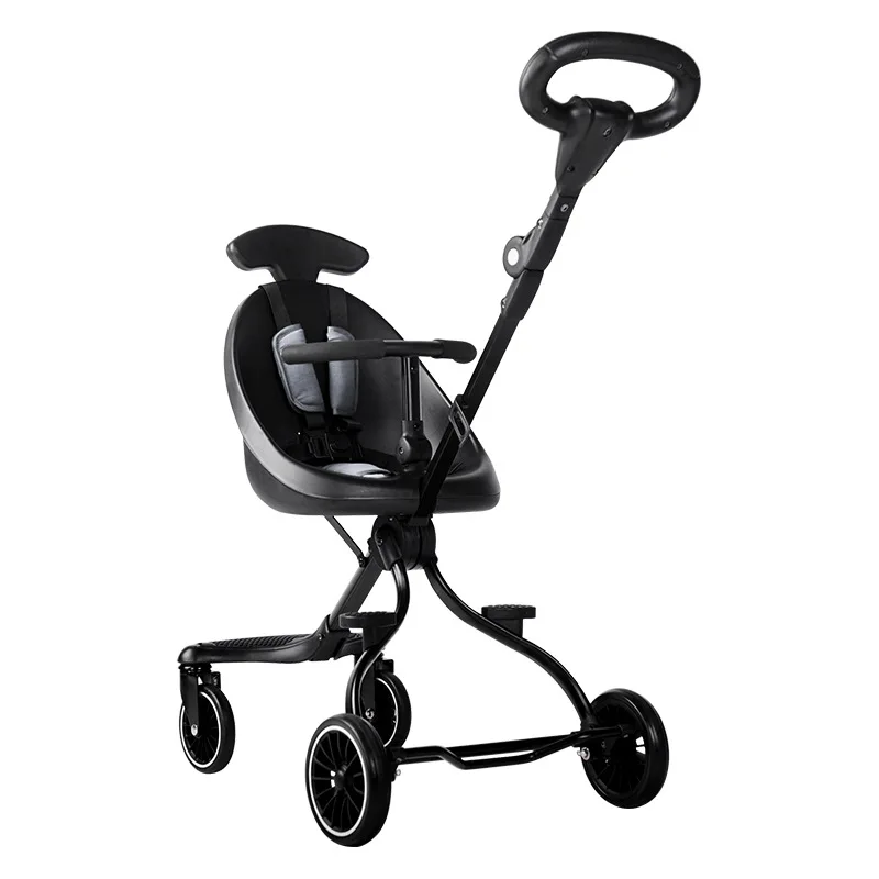 kids vehicle V3 folding portable baby stroller toddler fun slippery chair V1 two way push four wheels stroller - Цвет: V1 Gray