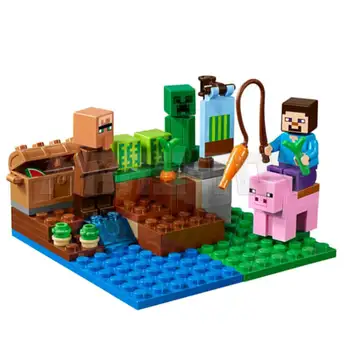

4IN1 The Melon Farm Building Blocks With Steve Villager Witch Action Figures Compatible 21138 My World Brick Set Gifts Toys