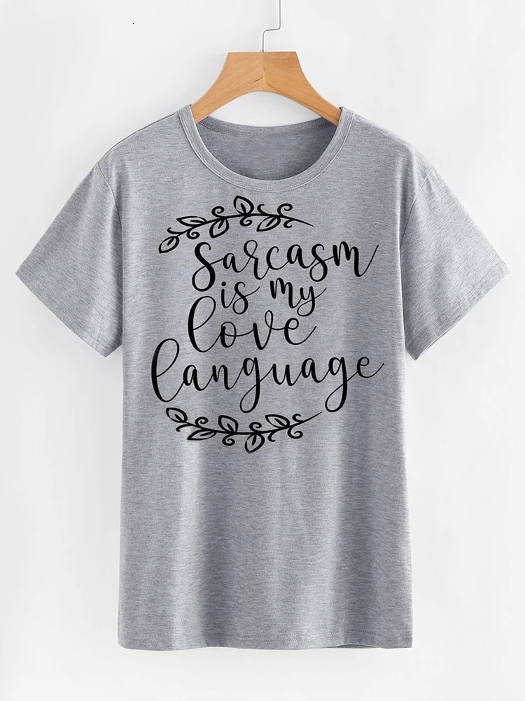 Модная хипстерская футболка унисекс с принтом Sarcasm is my love language в стиле гранж