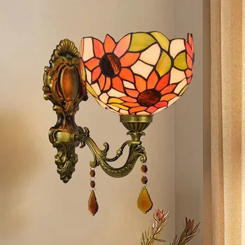 

Europe type restoring ancient ways American pastoral crystal wall lamp of the head of a bed corridor solar lanterns