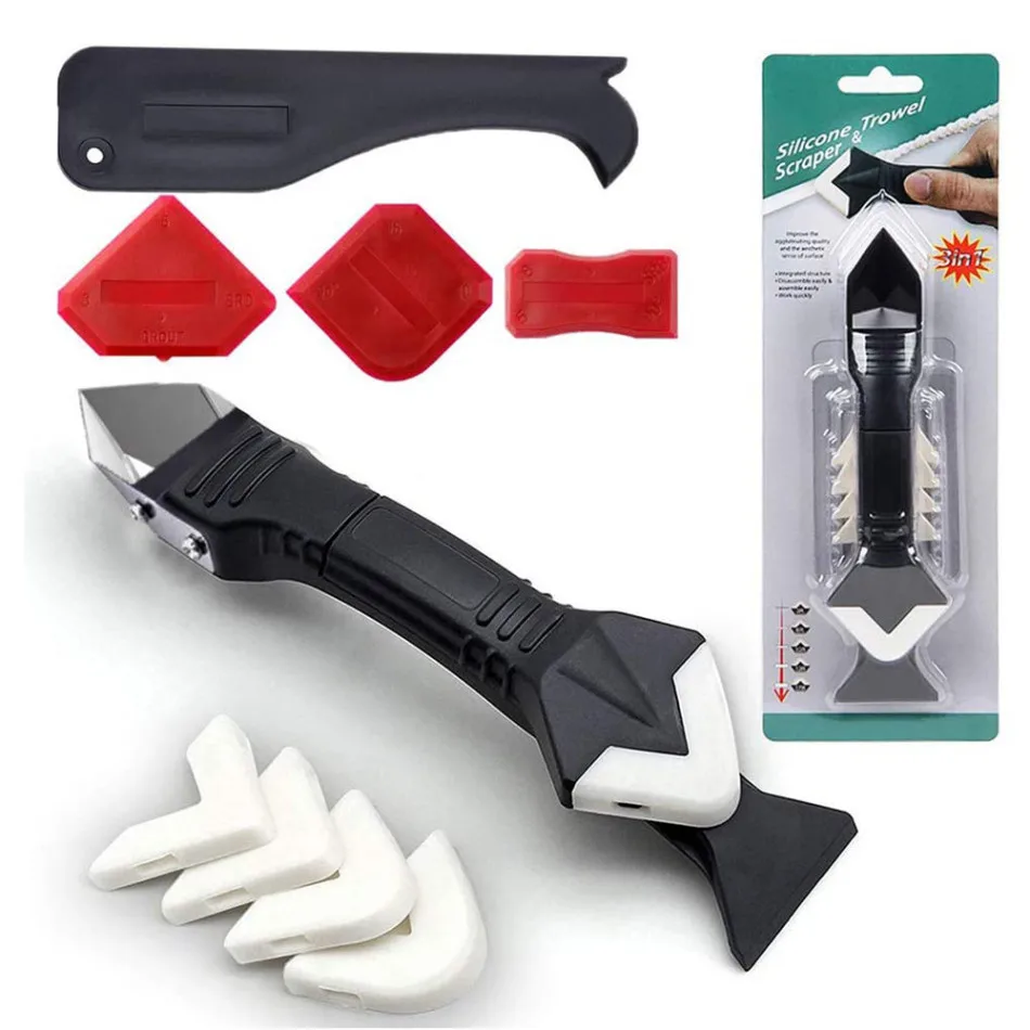 3 In 1 Caulking Tool Kit Tools Silicone Sealant Finishing Handmade Grout Scraper Caulk Remover Set | Дом и сад