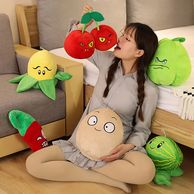 18-50cm New Plants vs Zombies Plush Toys Stuffed Pea Sunflower Melon Cherry Cute Decorations Creative Gift for Kids Children 2