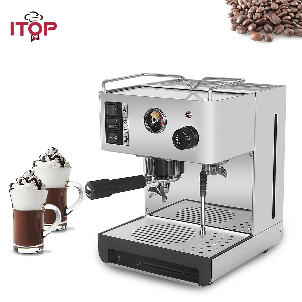 

ITOP Electric Semi-automatic Espresso Machine With Filter Handle 15 Bar Coffee Maker Italian Coffee Machine Stainless Steel