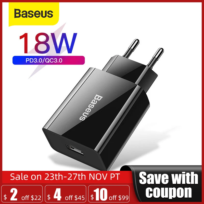  Baseus 18 Вт быстрый USB Зарядное устройство Поддержка Quick Charge 3,0 Тип USB C PD Зарядное устройство мини Портативный телефон Зарядное устройство …