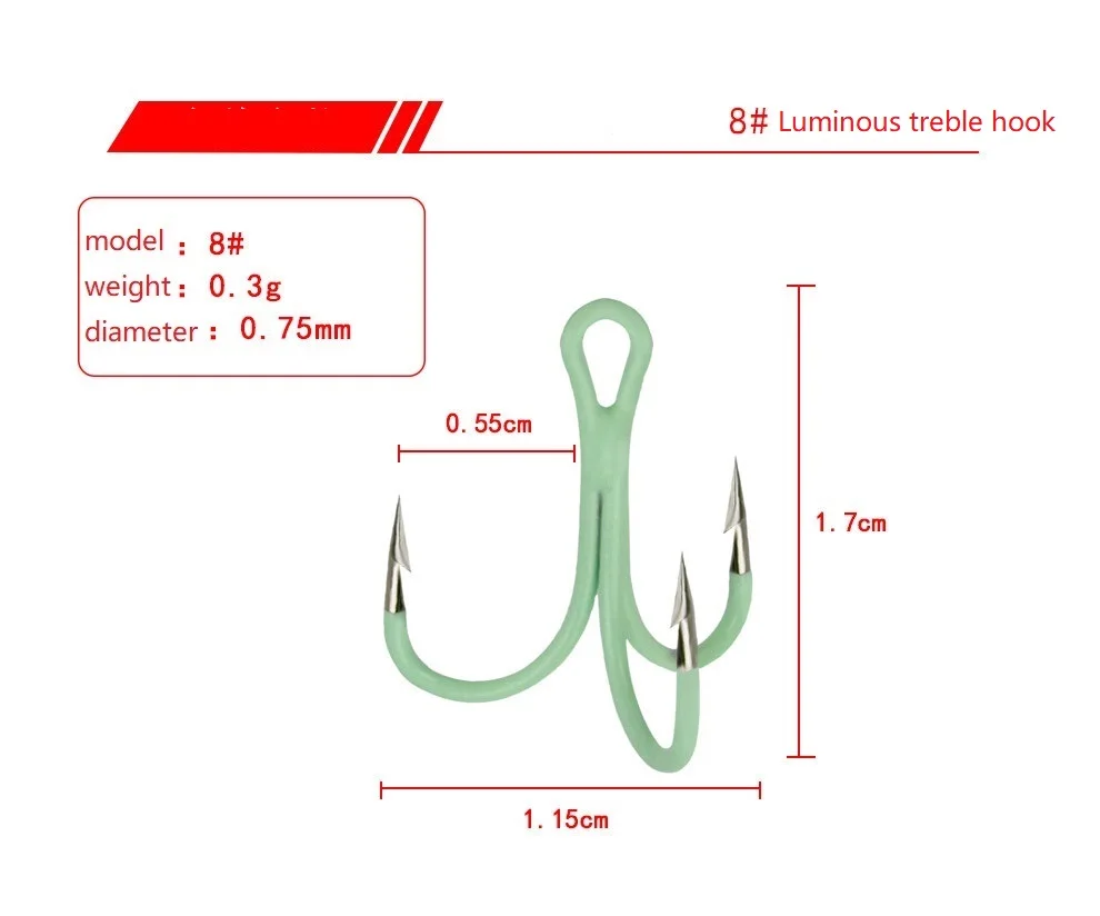 5 шт./лот Высокоуглеродистая сталь светящийся тройной крючок 2#-10# рыболовные крючки прочный Pesca колючий крючок рыболовные снасти аксессуары