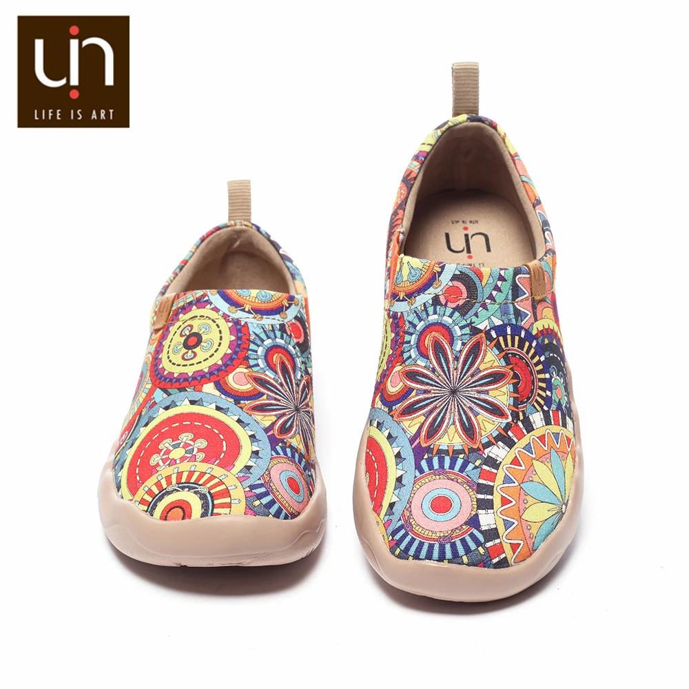 Preise UIN Blossom Design Bunte Kunst Gemalt Leinwand Loafers für Frauen Breite Füße Komfort Schuhe Damen Outdoor Weiche Sneaker Leichte