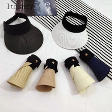Новые модные летние шляпы женские для складного солнцезащитного козырька пустые верхние наружные морские пляжные шляпы женские широкие полями женский головной Убор От Солнца