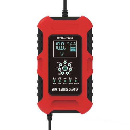 VCORDER-12V-24V 10A 전체 자동 배터리 충전기, 디지털 LCD 디스플레이 자동차 충전기 전원 펄스 수리 충전기 납산 LiFePo4 3