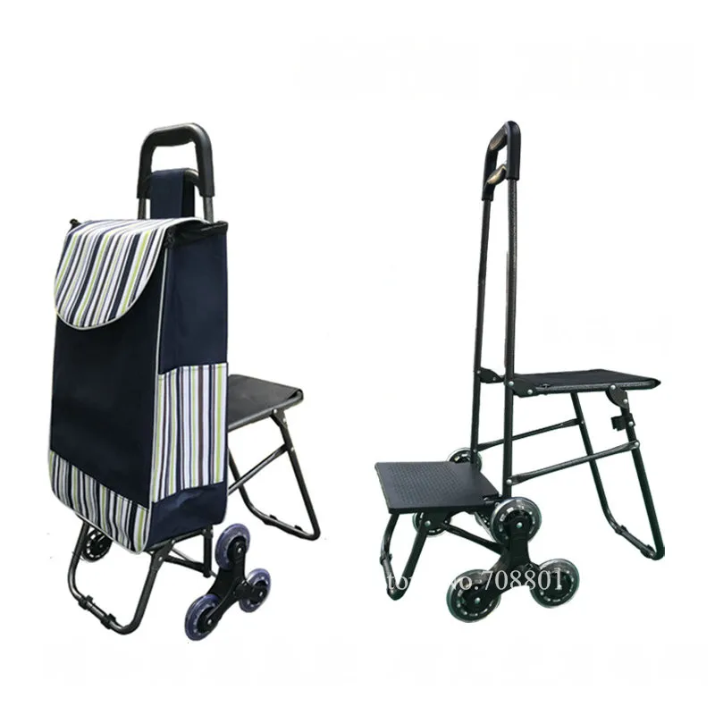 Canvas Waterproof Shopping Cart Fold Grocery Laundry Utility Trolly Handcart Z 