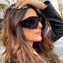 SHAUNA Модные солнцезащитные очки для ногтей Женские винтажные негабаритные квадратные оттенки мужские UV400