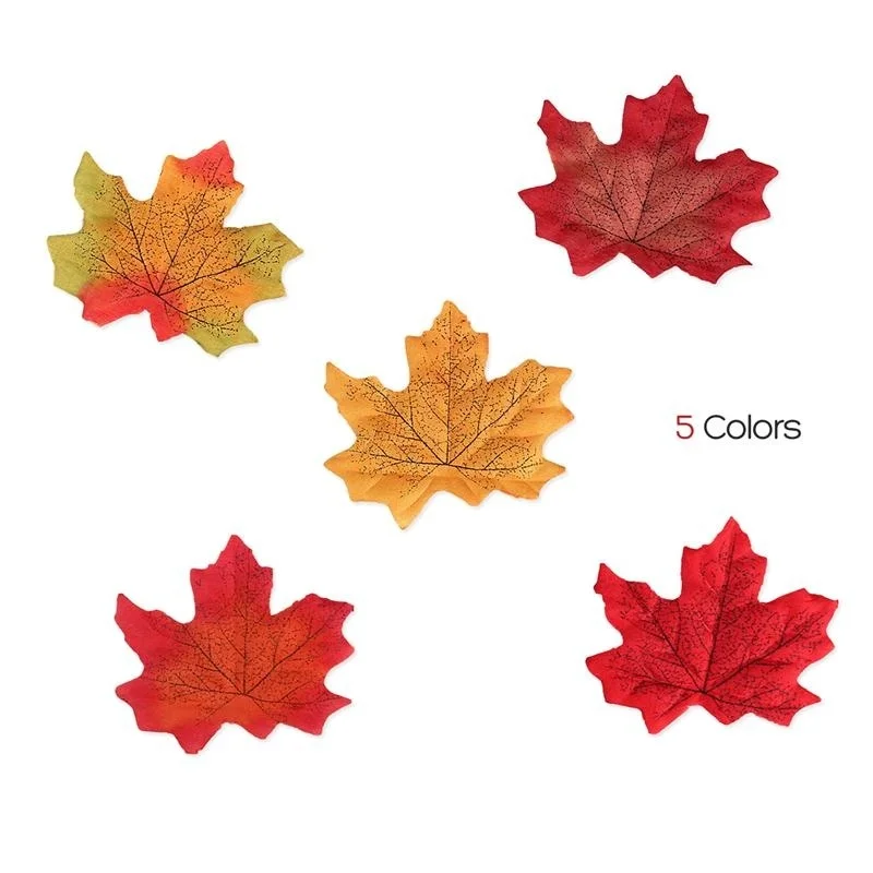 100 Pcs Artificial Maple Leaves Simulation Decorative Silk Maple Leaves Fake Fall Leaves For Home Wedding Party Decor