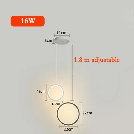 Подвесной светильник с кольцом, минималистичный/креативный/индивидуальный прикроватный светодиодный подвесной светильник с длинной линией, подвесной светильник - Цвет корпуса: combination 16W
