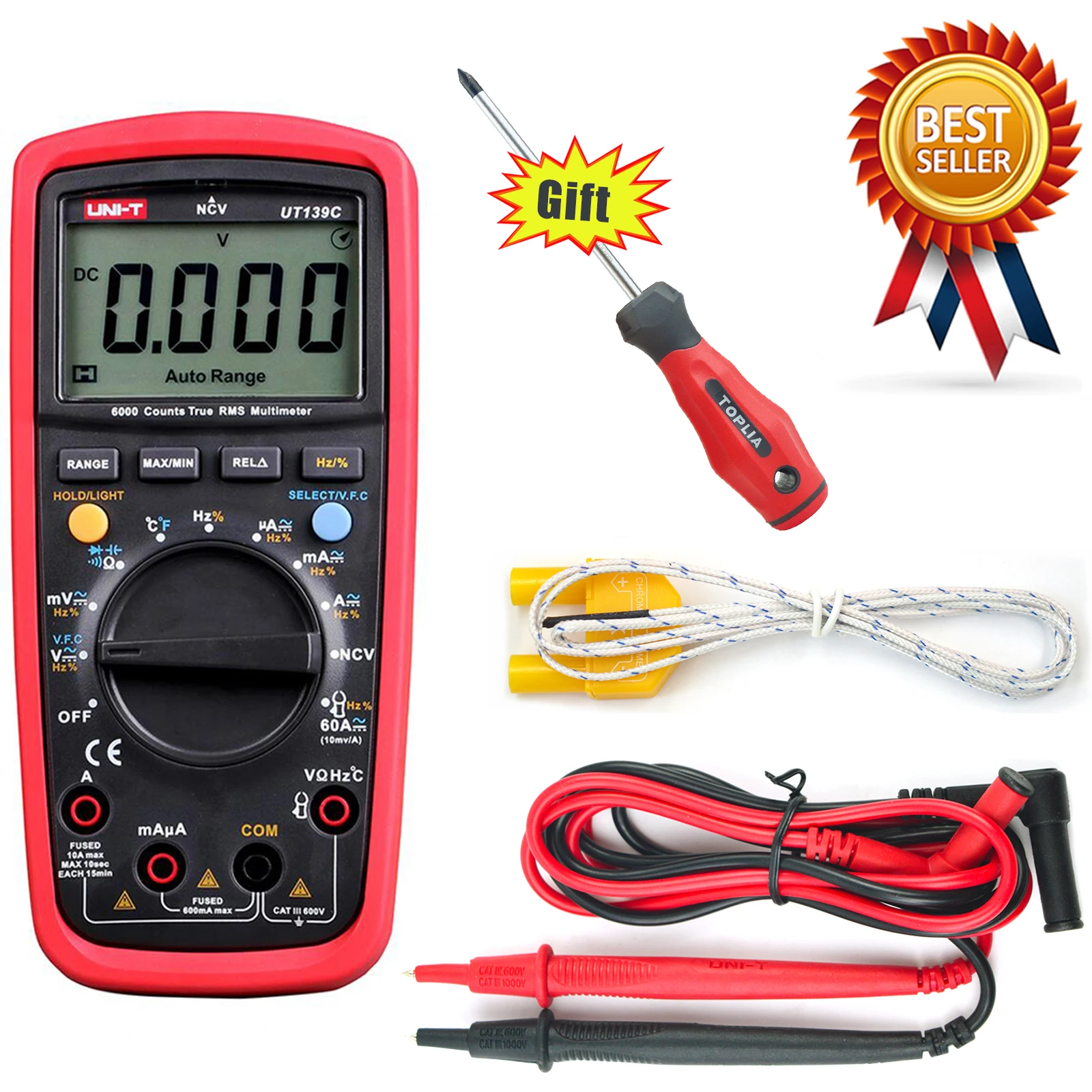 US $42.59 UniT Ut139c Unit Digital Multimeter Auto Range True Rms Meter Capacitor Tester Handheld 6000 Count Voltmeter Temperature