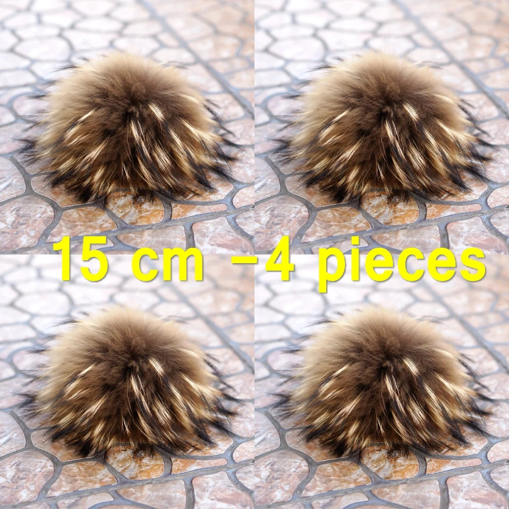 15CM Большой размер 15 см DIY настоящие помпоны из лисьего меха енота шарики-Помпоны натуральный мех помпон для шляпа и Сумка Обувь шарфы аксессуары - Цвет: 15CM