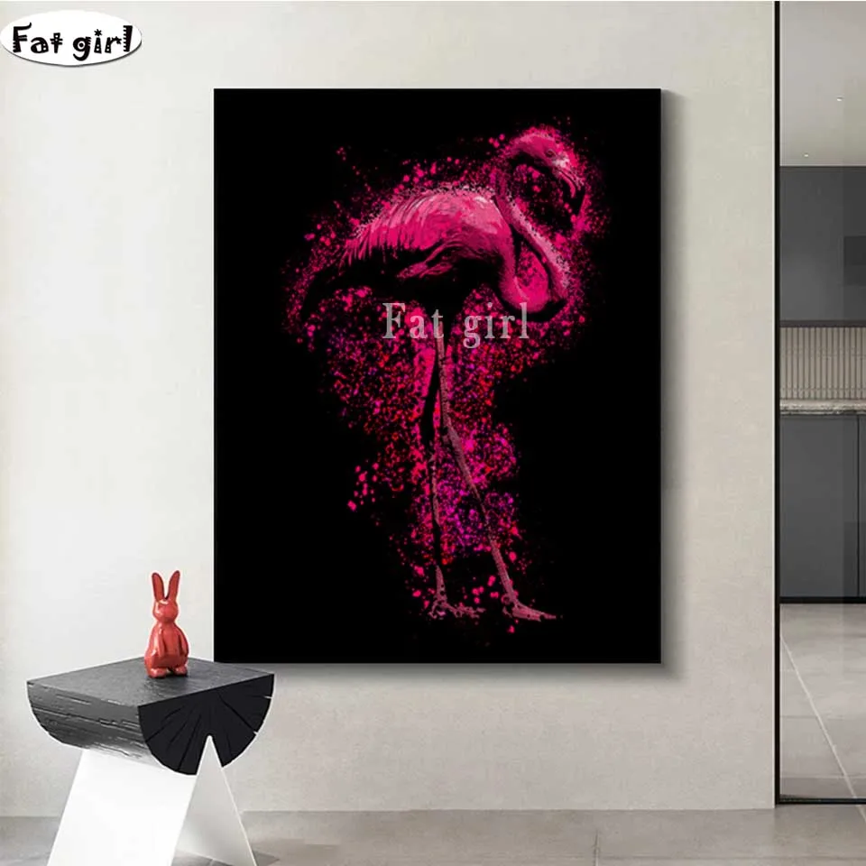 Фотокартина вышивка крестиком Розовый фламинго полная квадратная круглая Diy