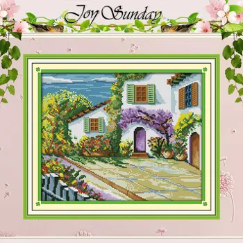 

The Beautiful Courtyard Counted Cross Stitch 11CT 14CT Cross Stitch Set Wholesale Scenery Cross-stitch Kit Embroidery Needlework