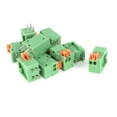 

10 Pcs 2.54mm 2 Pin PCB Mount Spring Terminal Blocks Connectors 150V 2A AWG26-20