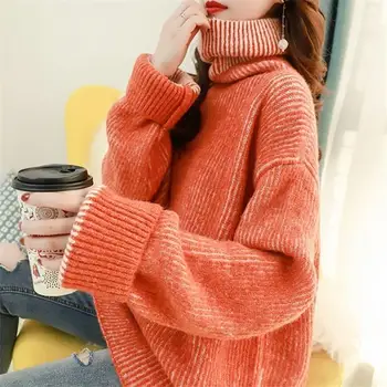 

Ladies Autumn Winter Long Turtleneck Pullover Women Clothes Plus Size Elegant Sweaters