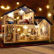 DIY модель дома ручной работы Творческий Собранный большой ≥ 14 лет Искусство деревянный дом мини маленький дом девушки