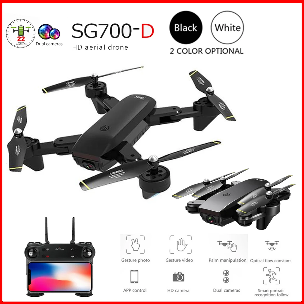 

SG700-D RC Camera Drone 2.4Ghz 4CH WiFi 720P Dual Camera Optical Flow Quadcopter 2200mAh 3/2 Battery Optical Flow Aerial Drones