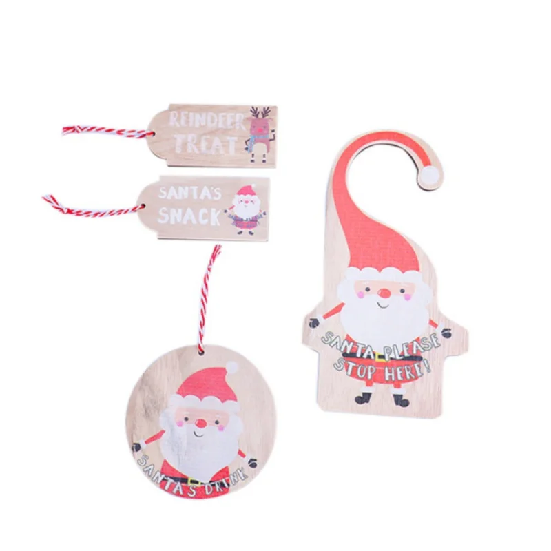 Рождественское украшение для дома с рисунком Санта-Клауса, деревянная деталь для двери, вешалка, подвески на рождественскую елку, украшения
