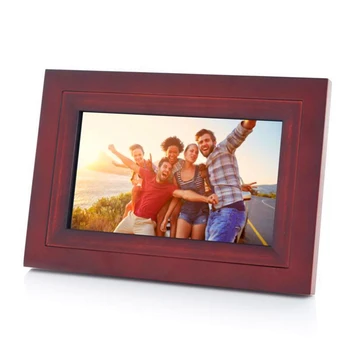 

DF702 7 inch Screen 8GB WiFi Digital Photo Frame Wooden Album Support snyc photos by iOS Android App