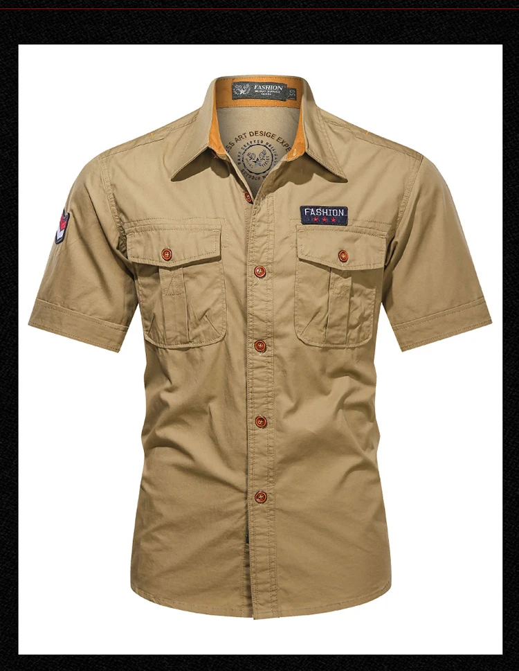 searchinghero Military Style Casual Short Sleeve
