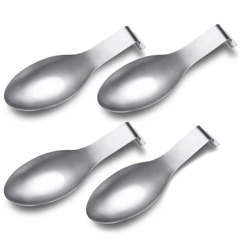 

4 Packs Spoon Spatula Rest Stainless Steel Large Spoon Ladle Holder for Restaurant Home Use, Dishwasher Safe