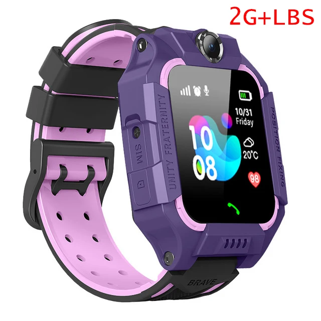 LIGE2019 Новые Детские Смарт-часы, Wi-Fi подключение, видео вызов, SOS, одна кнопка, помощь 4G, sim-карта, gps трекер местоположения, детские часы - Цвет: Purple powder0099